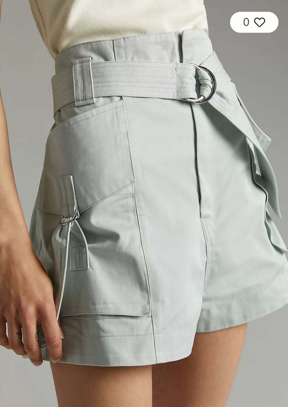Magali Pascal Belted Utility Shorts Anthropologie Sage Green Small